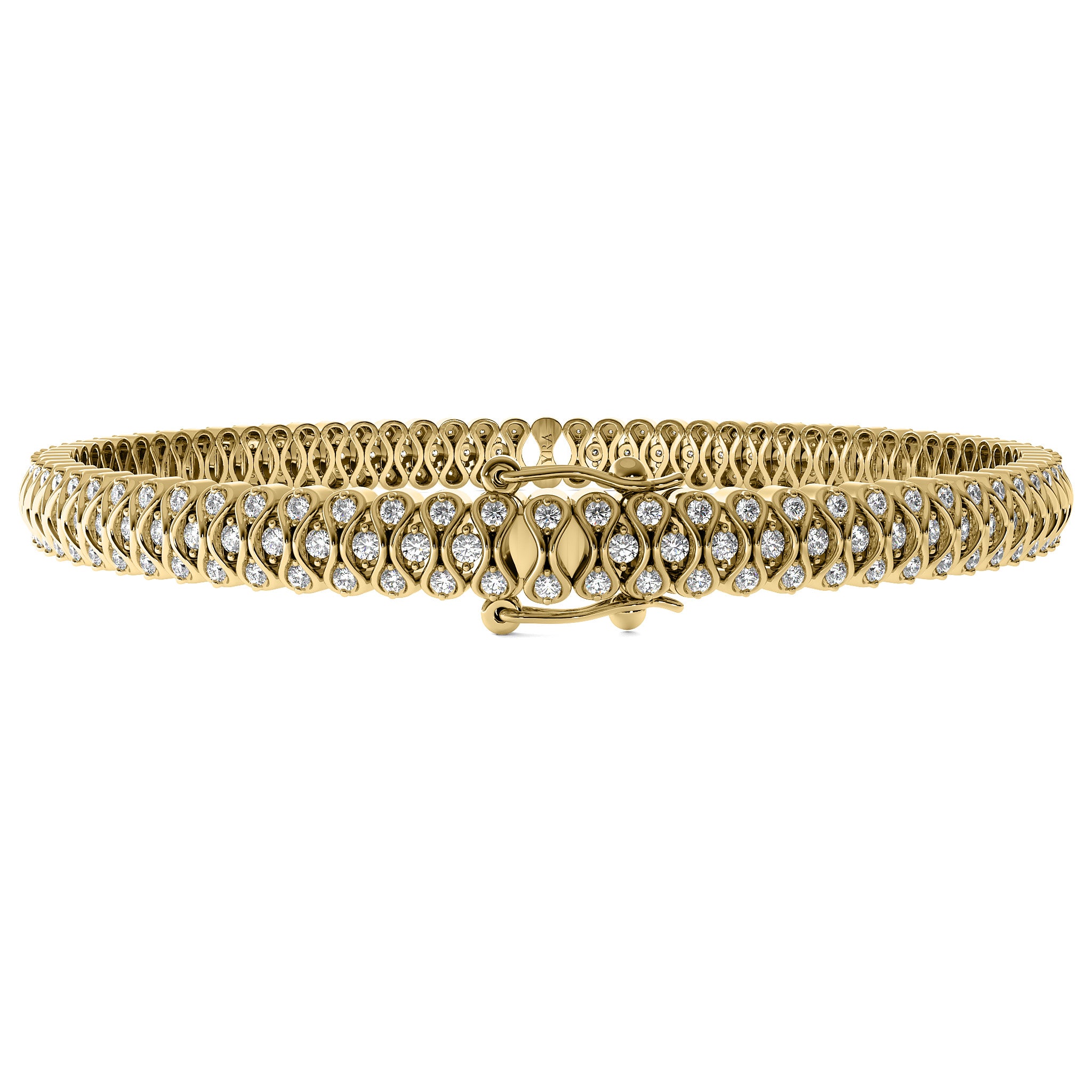 The Ginny Bracelet in solid 14k yellow gold with lab-grown diamonds by Lyra Fine Jewelry.