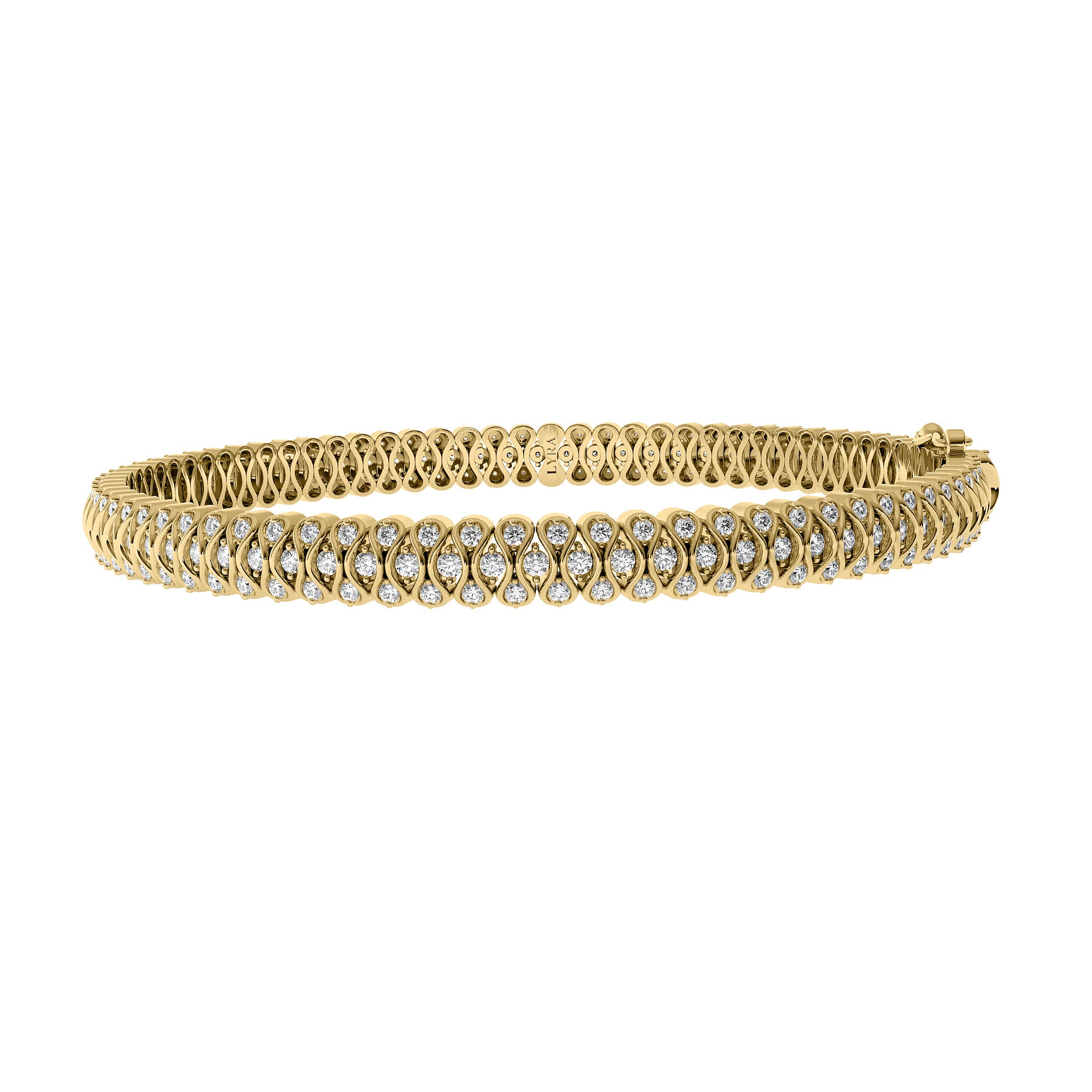 The Ginny Bracelet in solid 14k yellow gold with lab-grown diamonds by Lyra Fine Jewelry.
