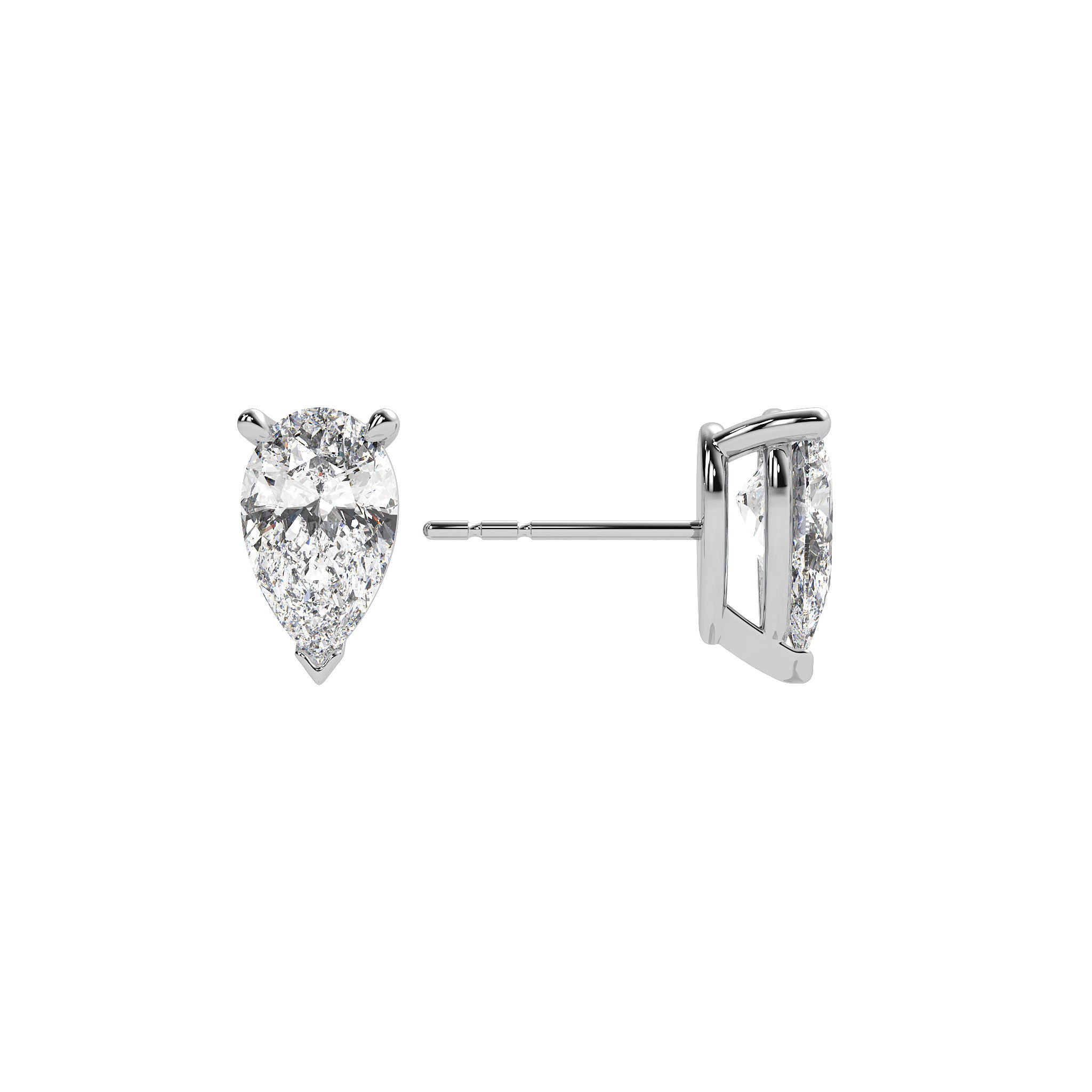 Signature Pear Diamond Stud Earrings in solid 14k white gold with premium lab-grown diamonds by Lyra Fine Jewelry.