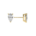 Signature Pear Diamond Stud Earrings in solid 14k yellow gold with premium lab-grown diamonds by Lyra Fine Jewelry.