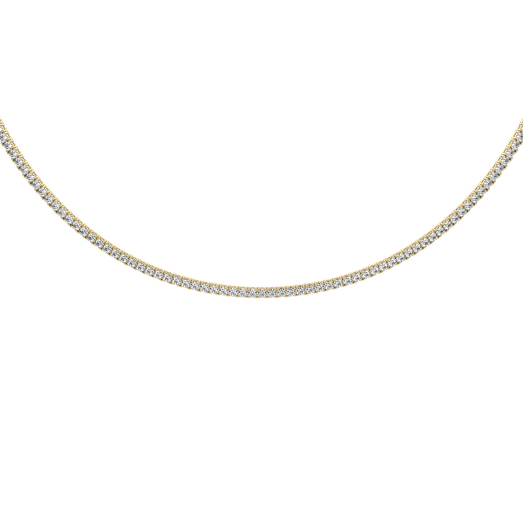 Classic round lab diamond tennis necklace in solid 14k gold