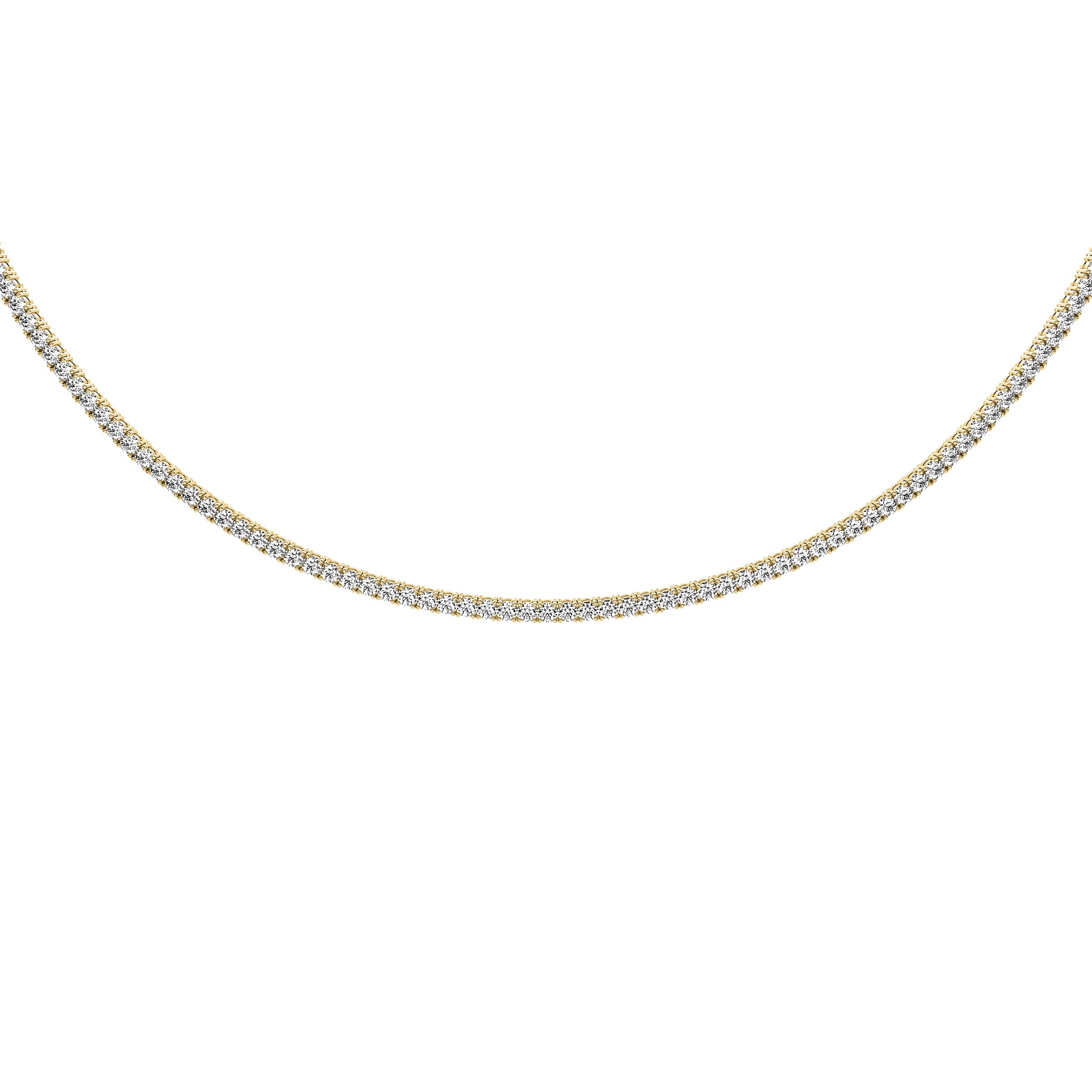 Classic round lab diamond tennis necklace in solid 14k gold