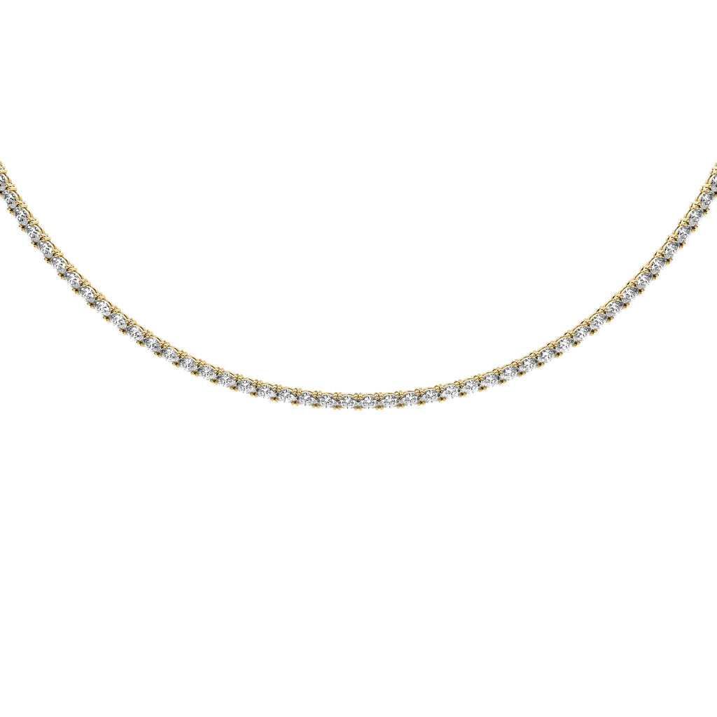 East-West oval lab diamond tennis necklace in solid 14k gold
