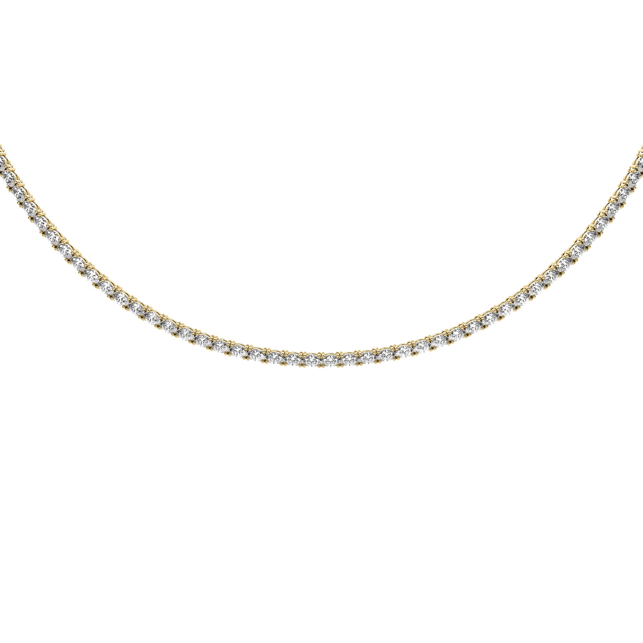 East-West oval lab diamond tennis necklace in solid 14k gold