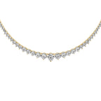 Graduated round 3-prong lab diamond tennis necklace in solid 14k gold