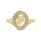 Initial Signet ring in solid 14k gold