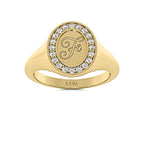 Initial Signet ring in solid 14k gold