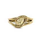 Keepsake pear yellow lab diamond ring in solid 14k gold