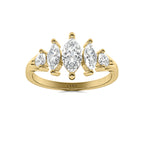 Marquise Crown ring with round and marquise lab diamonds in solid 14k gold