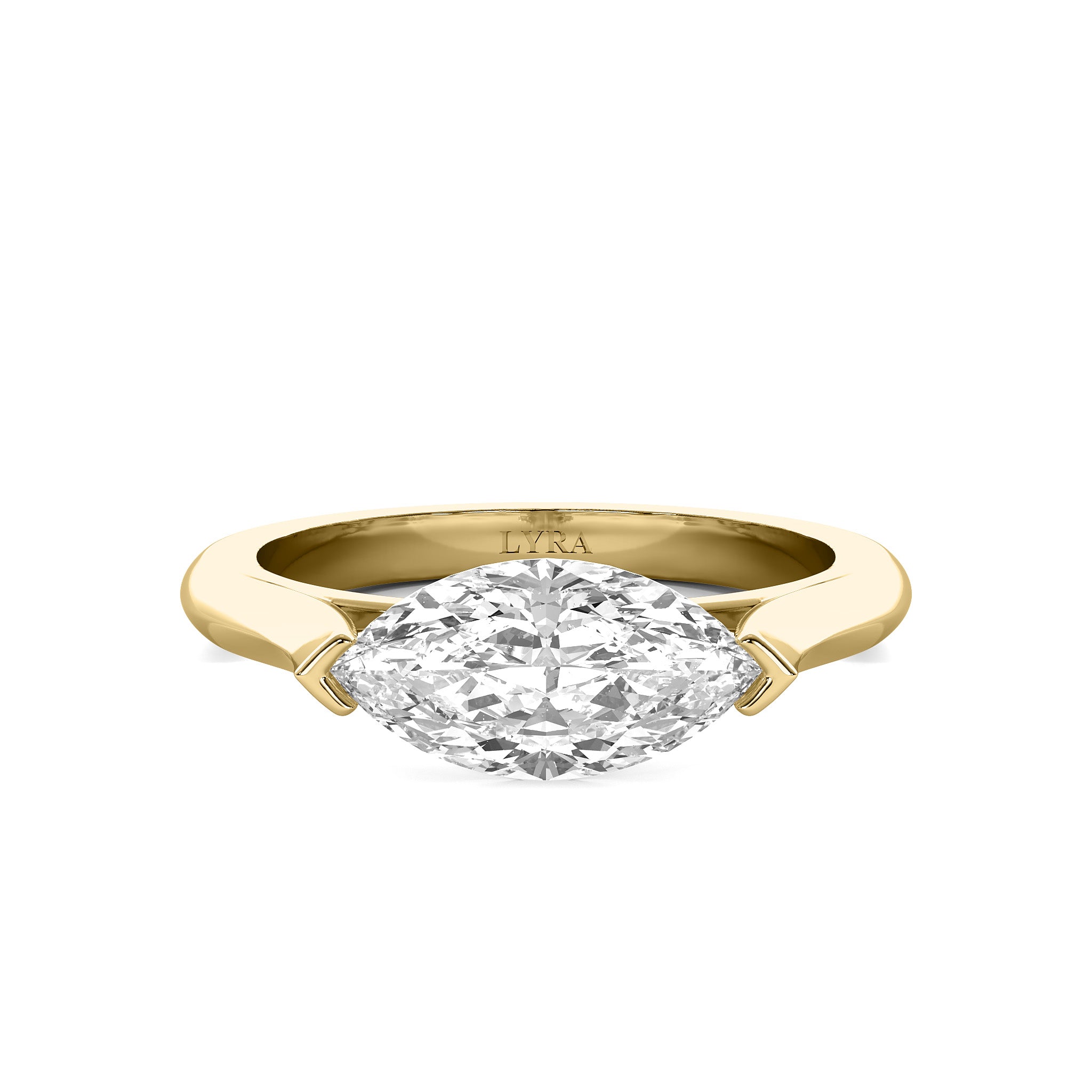 Marquise Solitaire pinky ring in solid 14k gold