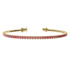 Ombré pink sapphire tennis bracelet in solid 14k gold