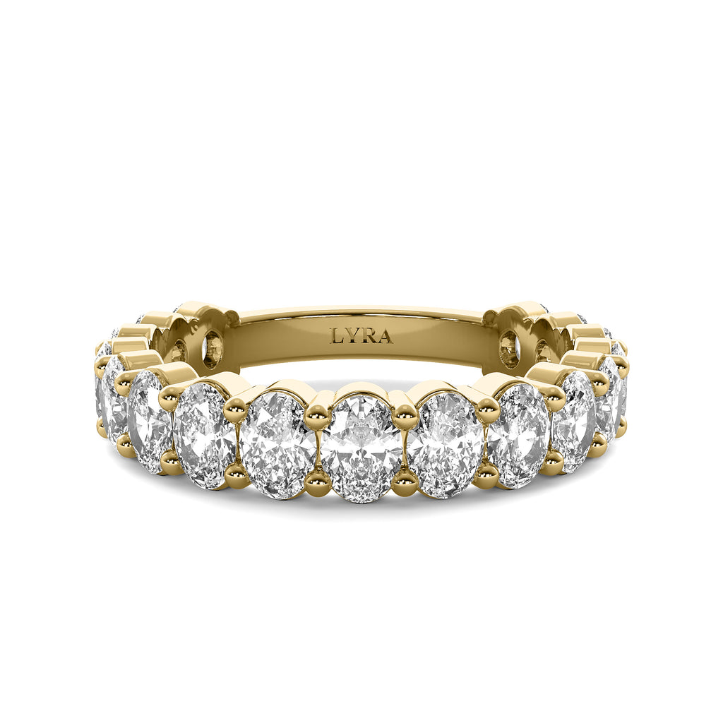 Oval lab diamond 3/4 eternity band in solid 14k gold
