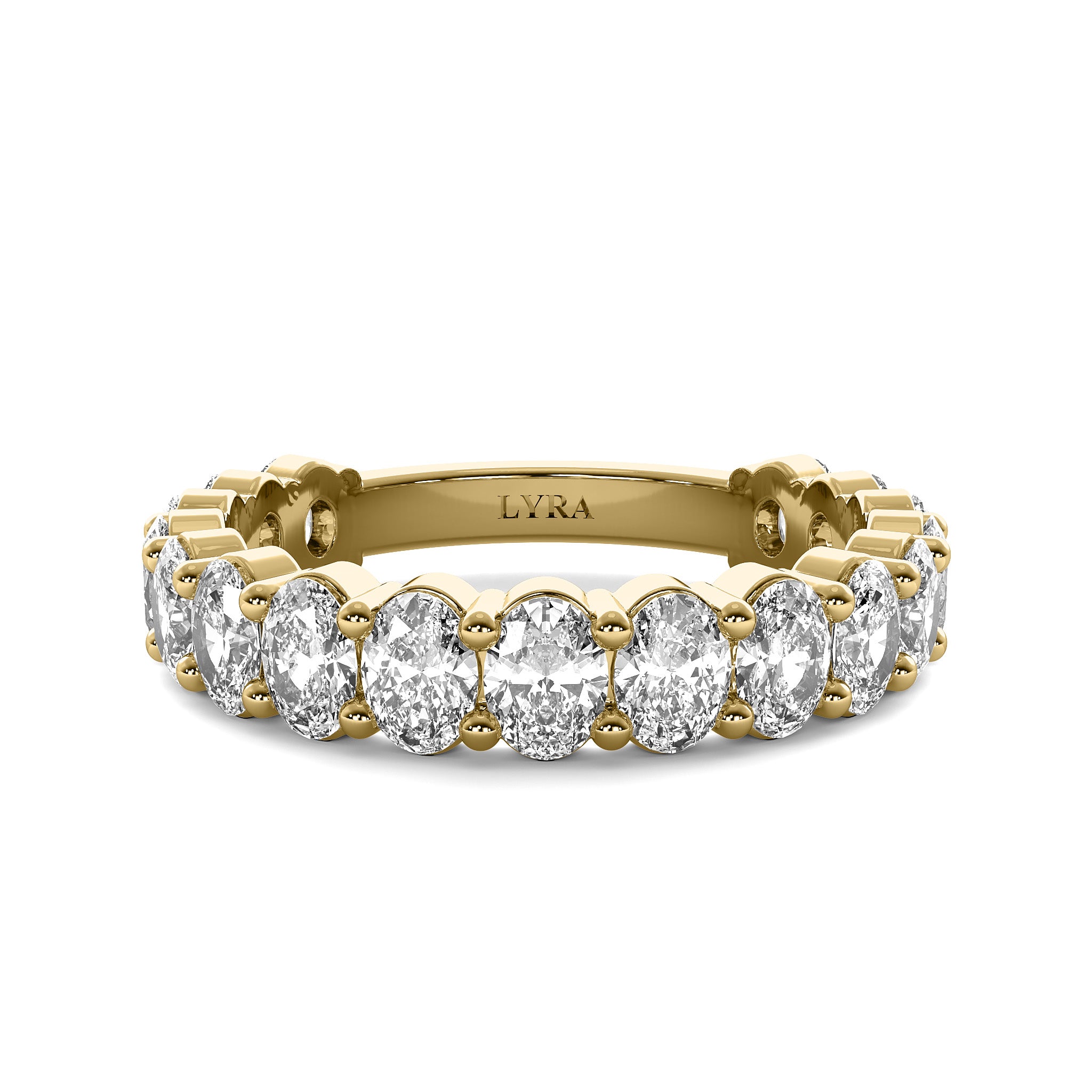 Oval lab diamond 3/4 eternity band in solid 14k gold