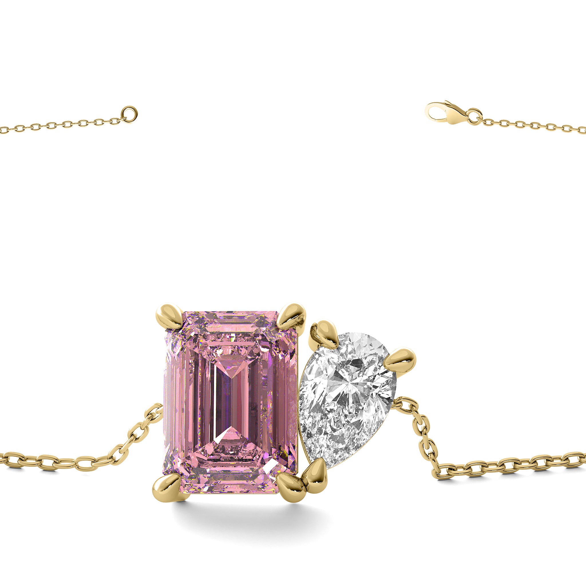 Toi et Moi pink lab diamond bracelet in solid 14k gold
